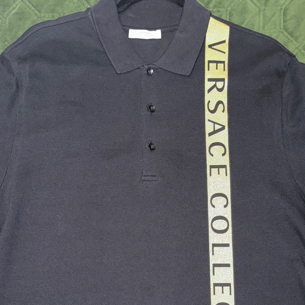 Versace Collection Black Polo with Gold Accent